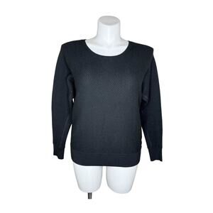 ATHLETA Black Wool Blend Waffle Knit Pullover Sweater Size Medium
